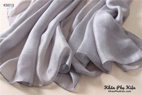 Khăn Choàng Cổ Lụa Màu Xám Nhạt Trơn - Silk - 190x100cm - Mã KS013