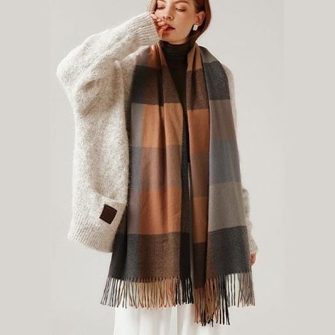 Quà tặng 8/3 cho người yêu nữ, vợ, cô giáo, mẹ - Khăn quàng choàng cổ len Cashmere giữ ấm cao cấp phong cách châu Âu Mỹ sang trọng