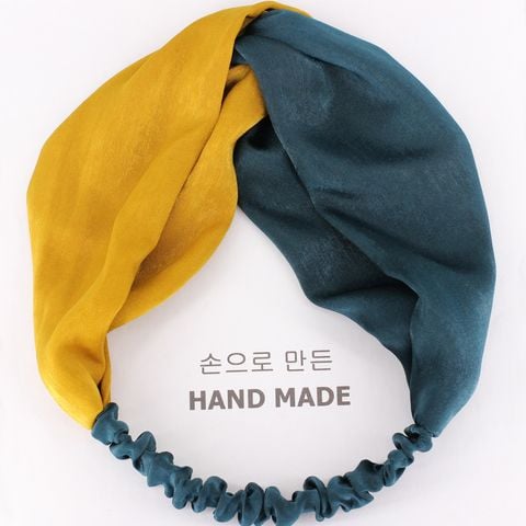 Băng Đô Turban Lụa Cao Cấp 2 Màu Vàng, Xanh Oliu - Mã BD500