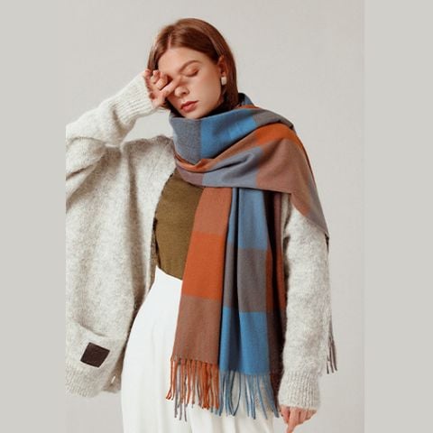 Quà tặng sinh nhật cho mẹ nên tặng gì - Khăn quàng choàng cổ len Cashmere giữ ấm cao cấp phong cách châu Âu Mỹ sang trọng