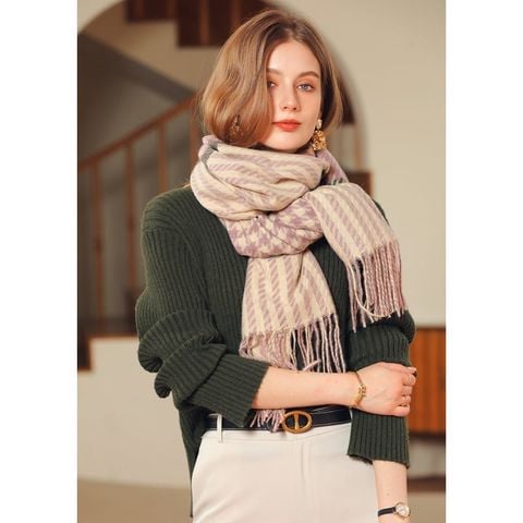 Quà tặng 8/3 cho người yêu nữ, vợ, cô giáo, mẹ - Khăn quàng choàng cổ len Cashmere giữ ấm cao cấp phong cách châu Âu Mỹ sang trọng