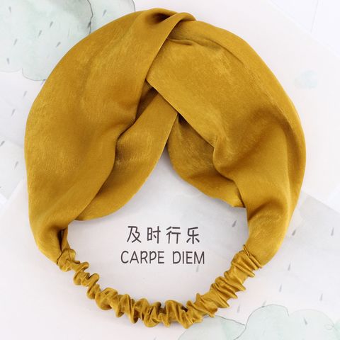 Băng Đô Turban Lụa Cao Cấp Trơn Màu Vàng - Mã BD501