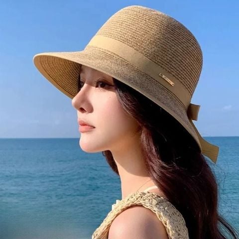 Quà tặng 20/10 cho sếp nữ, vợ, cô giáo, giáo viên nữ, mẹ và bạn gái, người yêu nữ quà tặng Quà tặng 20/10 cho sếp nữ, vợ, cô giáo, giáo viên nữ, mẹ và bạn gái, người yêu nữ quà tặng mũ nón cói đi biển rộng vành tròn đẹp cho nữ LÀGU Khăn Phụ Kiện - NC526