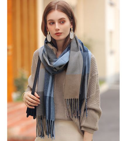 Quà tặng sinh nhật cho bạn gái - Khăn quàng choàng cổ len Cashmere giữ ấm cao cấp phong cách châu Âu Mỹ sang trọng