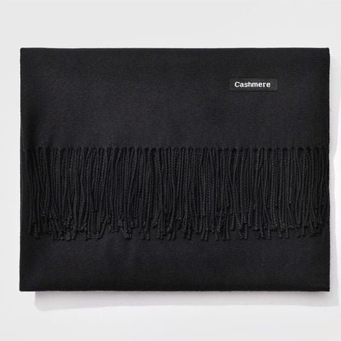 Quà tặng sinh nhật cho mẹ nên tặng gì -  Khăn Choàng Cổ Len Dạ Màu Đen Trơn - Cashmere - 200x60cm - Mã KC074