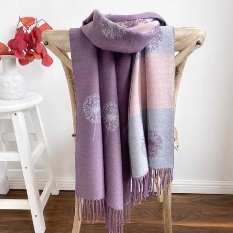 Quà tặng 8/3 cho người yêu nữ, vợ, cô giáo, mẹ -  Khăn quàng cổ len cashmere nữ choàng giữ ấm màu tím LAGU Khăn Phụ Kiện - KC334