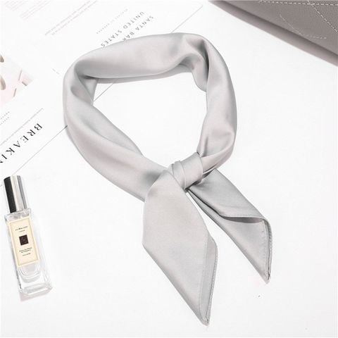 Khăn lụa vuông công sở quàng cổ thời trang nữ văn phòng 70x70cm màu xám LAGU Khăn Phụ Kiện - KL389