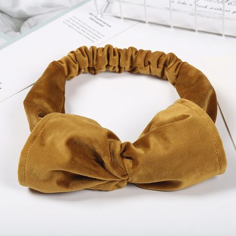 Băng Đô Turban Cài Tóc Vải Thun Thắt Nơ Màu Vàng Nghệ Trơn - Mã BD517