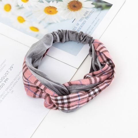 Băng Đô Turban Cài Tóc Vải Cao Cấp Sọc Caro Burberry Màu Hồng - Mã BD511