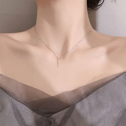 Dây Chuyền Nữ Bạc 925 Đính Đá Cao Cấp - Vòng Cổ Bạc Thanh Ghép - Mã DC005