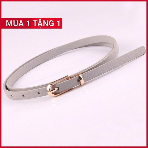 Dây Nịt - Thắt Lưng Nữ (Đai Váy) Bản Nhỏ Da PU Thật Màu Xám - Mã DN033