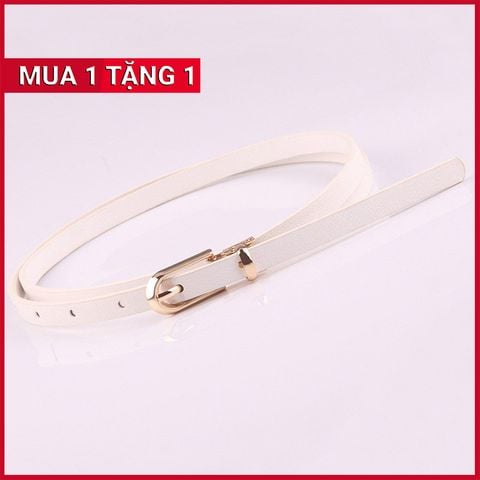 Dây Nịt - Thắt Lưng Nữ (Đai Váy) Bản Nhỏ Da PU Thật Màu Trắng - Mã DN034