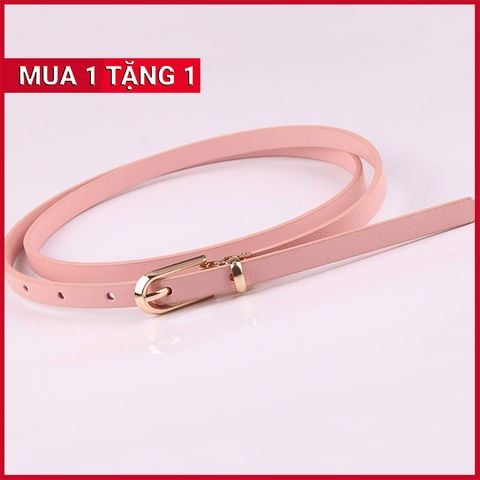 Dây Nịt - Thắt Lưng Nữ (Đai Váy) Bản Nhỏ Da PU Thật Màu Hồng Cam - Mã DN035