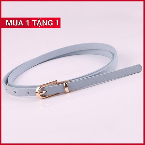 Dây Nịt - Thắt Lưng Nữ (Đai Váy) Bản Nhỏ Da PU Thật Màu Xanh Denim - Mã DN036