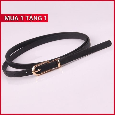 Dây Nịt - Thắt Lưng Nữ (Đai Váy) Bản Nhỏ Da PU Thật Màu Đen - Mã DN039