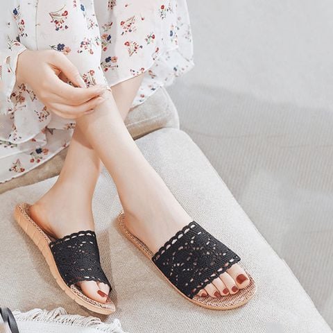 Dép cói đi biển, đi trong nhà cho nữ LÀ GU Khăn Phụ Kiện - DE014