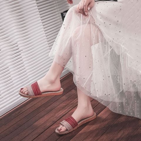 Dép cói đi biển, đi trong nhà cho nữ LÀ GU Khăn Phụ Kiện - DE018
