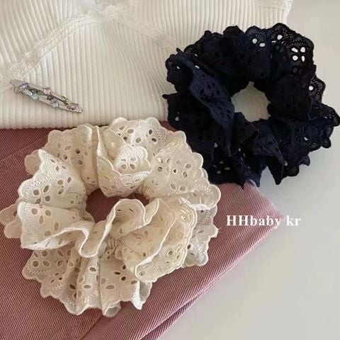 Dây buộc tóc scrunchies màu pastel trơn cao cấp LÀGU set cột tóc dễ thương sang trọng