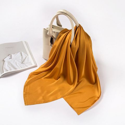 Khăn lụa vuông công sở quàng cổ thời trang nữ văn phòng 70x70cm màu vàng LAGU Khăn Phụ Kiện - KL388