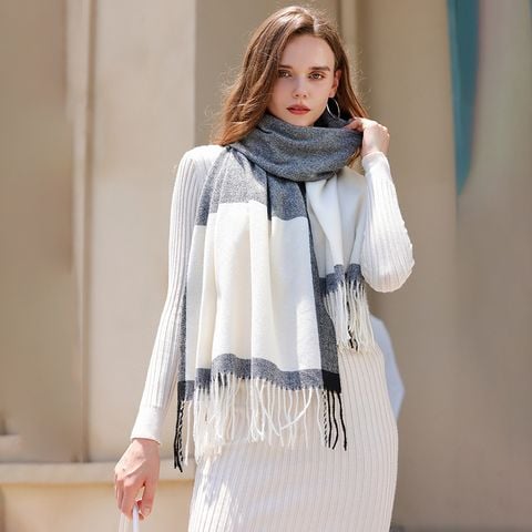 Khăn quàng choàng cổ len Cashmere giữ ấm cao cấp phong cách châu Âu Mỹ sang trọng LÀ GU Khăn Phụ Kiện - KC446