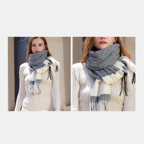 Khăn quàng choàng cổ len Cashmere giữ ấm cao cấp phong cách châu Âu Mỹ sang trọng LÀ GU Khăn Phụ Kiện - KC446