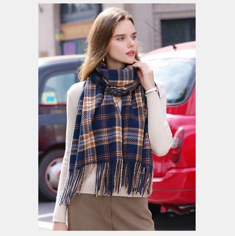 Khăn quàng choàng cổ len Cashmere giữ ấm cao cấp phong cách châu Âu Mỹ sang trọng LÀ GU Khăn Phụ Kiện - KC448