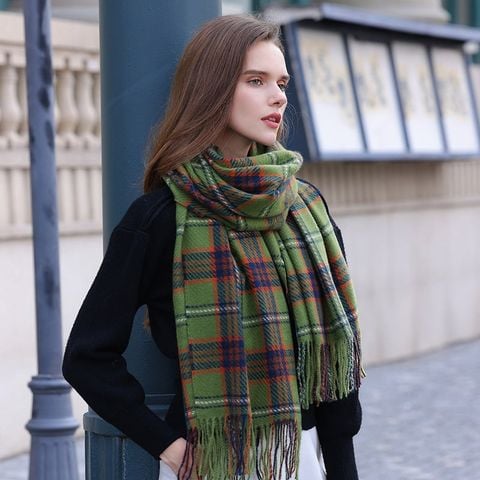 Khăn quàng choàng cổ len Cashmere giữ ấm cao cấp phong cách châu Âu Mỹ sang trọng LÀ GU Khăn Phụ Kiện - KC449