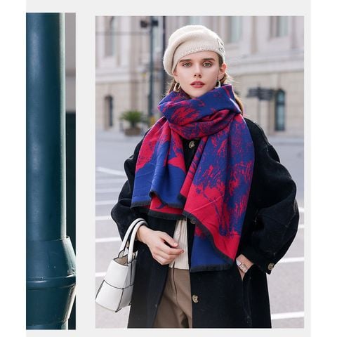 Khăn quàng choàng cổ len Cashmere giữ ấm cao cấp phong cách châu Âu Mỹ sang trọng LÀ GU Khăn Phụ Kiện - KC452