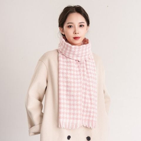 Khăn quàng choàng cổ len Cashmere cao cấp LÀ GU giữ ấm màu trơn pastel phong cách Hàn Quốc đẹp sang trọng - Màu Hồng - KCL007