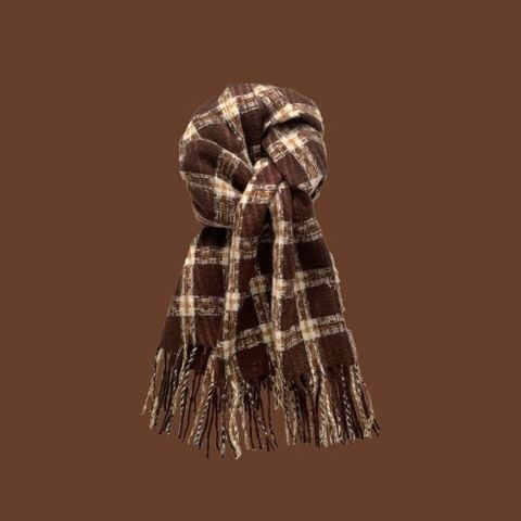 Khăn quàng choàng cổ len Cashmere cao cấp LÀ GU giữ ấm màu trơn pastel phong cách Hàn Quốc đẹp sang trọng - Màu Nâu - KCL026