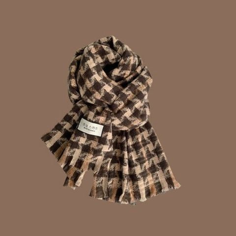 Khăn quàng choàng cổ len Cashmere cao cấp LÀ GU giữ ấm màu trơn pastel phong cách Hàn Quốc đẹp sang trọng - Màu Nâu - KCL032