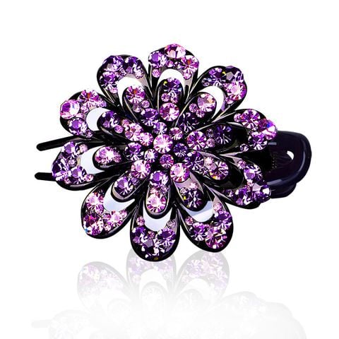 Kẹp tóc đính đá cao cấp, ghim cặp tóc đẹp cho nữ  màu tím LAGU Accessories