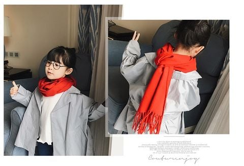 Khăn Choàng Cổ Cho Bé Cashmere Màu Đỏ - Mã MB038