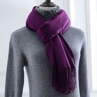 Khăn quàng choàng cổ len Cashmere giữ ấm màu xanh tím trơn cao cấp đẹp sang trọng - Mã KC321