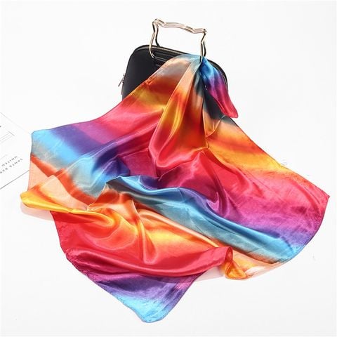 Khăn Lụa Satin Vuông Họa Tiết Cầu Vồng Rainbow Nhiều Màu - Mã ST207