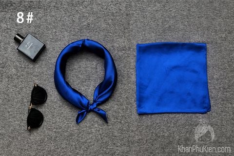 Khăn Quàng Cổ Vuông Vải Lụa Satin Màu Xanh Navy - Mã SD008