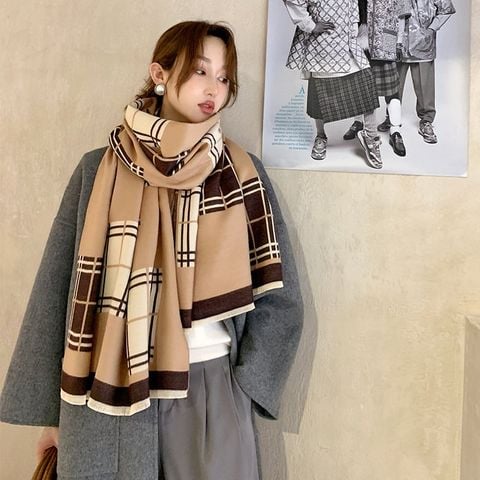 Khăn quàng choàng cổ len Cashmere giữ ấm cao cấp phong cách Hàn Quốc đẹp sang trọng - KC413