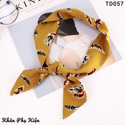 Khăn Turban Dài Màu Vàng Họa Tiết Lông Vũ - Mã TD057