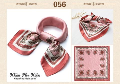 Khăn Lụa Satin Vuông Màu Hồng - Mã ST056