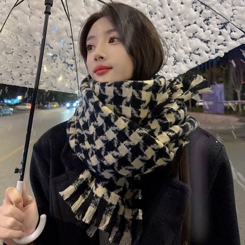 Khăn quàng choàng cổ len Cashmere cao cấp LÀ GU giữ ấm màu trơn pastel phong cách Hàn Quốc đẹp sang trọng - Màu Đen - KCL032
