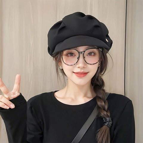 Mũ nón beret nồi bánh tiêu nữ Hàn Quốc LÀ GU Khăn Phụ Kiện phong cách newboy ulzzang đẹp mùa đông thời trang màu trắng, nâu, be, đen - MNB001