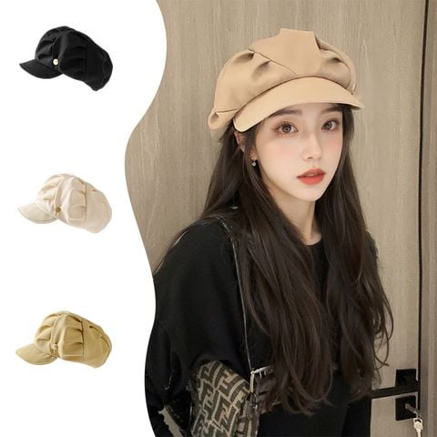 Mũ nón beret nồi bánh tiêu nữ Hàn Quốc LÀ GU Khăn Phụ Kiện phong cách newboy ulzzang đẹp mùa đông thời trang màu trắng, nâu, be, đen - MNB001