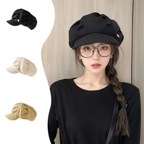 Mũ nón beret nồi bánh tiêu nữ Hàn Quốc LÀ GU Khăn Phụ Kiện phong cách newboy ulzzang đẹp mùa đông thời trang màu trắng, nâu, be, đen - MNB001