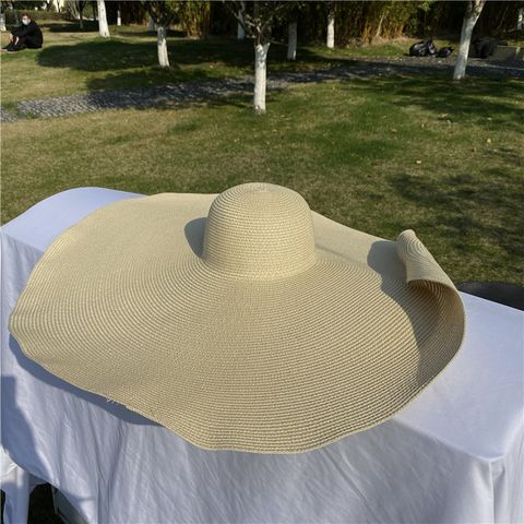 Mũ nón cói đi biển rộng vành tròn siêu to rộng đẹp cho nữ Le Chapeau Bomba (jacquemus Brand) màu be - Mã NC455
