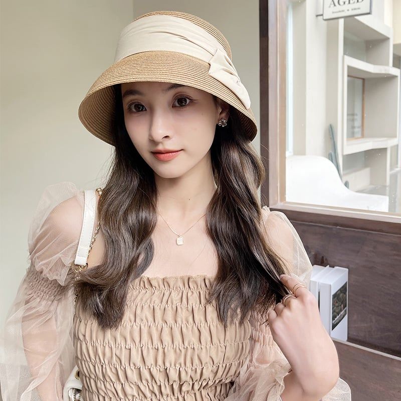Quà tặng 20/10 cho vợ, người yêu nữ, bạn gái - Mũ nón cói đi biển rộng vành tròn đẹp cho nữ LÀGU Khăn Phụ Kiện - NC508