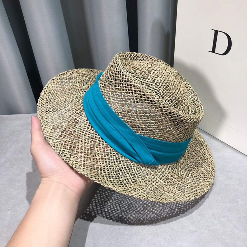 Quà tặng 20/10 cho vợ, người yêu nữ, bạn gái - Mũ nón cói đi biển rộng vành tròn đẹp cho nữ LÀGU Khăn Phụ Kiện - NC512