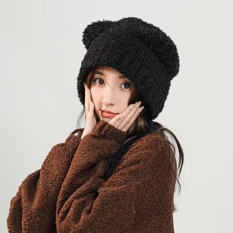 Mũ nón len bucket lông cừu tai gấu tai mèo cho nữ Hàn Quốc trùm đầu giữ ấm phong cách ulzzang đẹp thích hợp với thời tiết lạnh LÀ GU Khăn Phụ Kiện - NL022