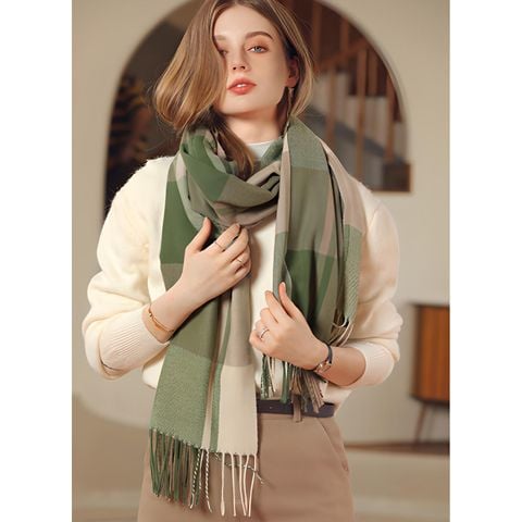 Khăn quàng choàng cổ len Cashmere giữ ấm cao cấp phong cách châu Âu Mỹ sang trọng