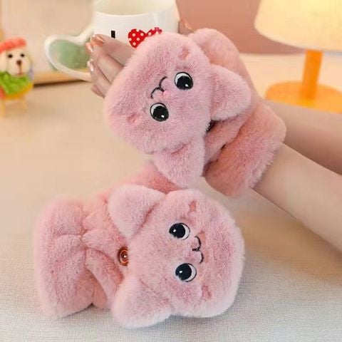 Găng tay len hở ngón LÀ GU bao tay len nữ mùa đông ngón tay chạm màn hình cảm ứng dày giữ ấm - GT005