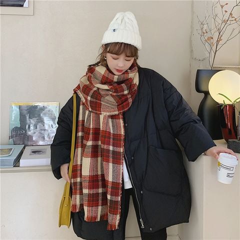 Quà tặng 20/11 cho sếp nữ, vợ, cô giáo, giáo viên nữ, mẹ và bạn gái, người yêu nữ quà tặng khăn quàng choàng cổ len Cashmere giữ ấm cao cấp caro màu đỏ đô đẹp sang trọng - KC398